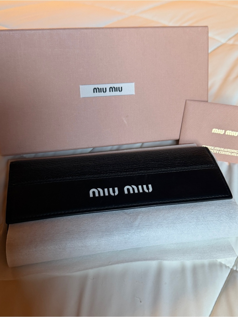 Miu Miu Black Leather Long Wallet